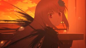 Rating: Safe Score: 0 Tags: 1girl bangs cloud evening eyebrows_visible_through_hair flower hair_flower hair_ornament image long_hair looking_at_viewer orange_sky outdoors red_eyes red_theme sky solo suigintou sunset upper_body User: admin