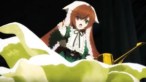 Rating: Safe Score: 0 Tags: 1girl brown_hair dress frills green_dress green_eyes heterochromia image long_sleeves open_mouth red_eyes solo suiseiseki User: admin
