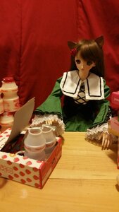 Rating: Safe Score: 0 Tags: 1girl animal_ears brown_hair cat_ears cup doll dress food green_dress long_hair sitting solo suiseiseki teacup teapot User: admin
