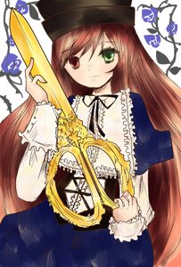 Rating: Safe Score: 0 Tags: 1girl brown_hair costume_switch dress frills green_dress green_eyes hat heterochromia image long_hair long_sleeves looking_at_viewer red_eyes ribbon simple_background solo souseiseki suiseiseki very_long_hair watering_can white_background User: admin