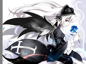 Rating: Safe Score: 0 Tags: 1girl black_dress blue_flower blue_rose dress flower frilled_sleeves frills hairband image juliet_sleeves lolita_hairband long_hair long_sleeves petals profile puffy_sleeves red_eyes ribbon rose silver_hair solo suigintou very_long_hair wings User: admin