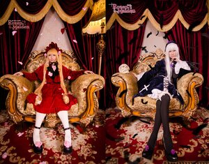 Rating: Safe Score: 0 Tags: 2girls black_legwear blonde_hair bow closed_eyes couch curtains dress long_hair multiple_cosplay multiple_girls petals sitting tagme thighhighs zettai_ryouiki User: admin