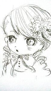 Rating: Safe Score: 0 Tags: 1girl blush drill_hair flower hair_ornament image kanaria looking_at_viewer monochrome parted_lips ringlets simple_background solo tomoe_mami traditional_media twin_drills white_background User: admin