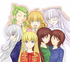 Rating: Safe Score: 0 Tags: 6+girls blonde_hair blue_eyes brown_hair eyepatch flower green_eyes green_hair hair_ornament image kanaria long_hair multiple multiple_girls one_eye_closed rose shinku short_hair silver_hair smile souseiseki suigintou suiseiseki tagme User: admin