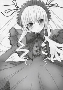Rating: Safe Score: 0 Tags: 1girl :o blush dress frills greyscale image long_hair long_sleeves looking_at_viewer monochrome ribbon shinku solo suigintou twintails User: admin