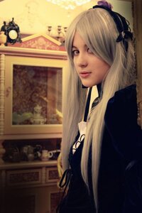 Rating: Safe Score: 0 Tags: 1girl black_dress blonde_hair blurry closed_mouth dress hair_ornament indoors lips long_hair ribbon solo suigintou upper_body User: admin