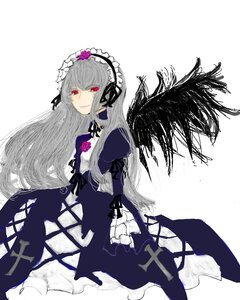 Rating: Safe Score: 0 Tags: 1girl black_wings cross-laced_clothes dress flower frills hairband image long_hair long_sleeves looking_at_viewer red_eyes rose silver_hair simple_background solo suigintou white_background wings User: admin