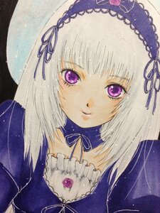 Rating: Safe Score: 0 Tags: 1girl bangs blue_ribbon closed_mouth flower hairband image lolita_fashion lolita_hairband long_hair looking_at_viewer purple_dress purple_eyes ribbon rose silver_hair smile solo suigintou traditional_media User: admin