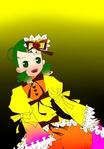 Rating: Safe Score: 0 Tags: 1girl :d dress frills green_eyes green_hair image kanaria long_sleeves looking_at_viewer open_mouth short_hair simple_background smile solo User: admin