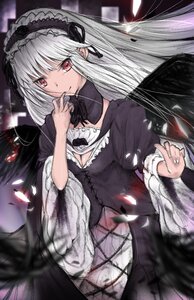 Rating: Safe Score: 0 Tags: 1girl black_dress black_wings breasts cleavage dress feathered_wings feathers flower frills gothic_lolita hairband image lolita_fashion lolita_hairband long_hair long_sleeves looking_at_viewer petals red_eyes rose silver_hair smile solo suigintou very_long_hair wings User: admin