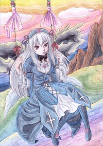 Rating: Safe Score: 0 Tags: 1girl auto_tagged dress flower hairband image long_hair marker_(medium) pantyhose red_eyes rose silver_hair solo suigintou traditional_media watercolor_(medium) wings User: admin