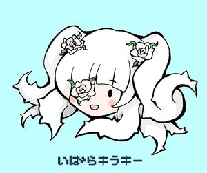 Rating: Safe Score: 0 Tags: 1girl :d bangs blue_background blush flower hair_ornament image kirakishou open_mouth rose simple_background smile solo white_flower white_hair white_rose User: admin