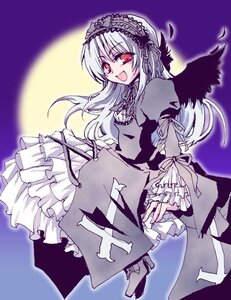 Rating: Safe Score: 0 Tags: 1girl :d black_wings dress frilled_sleeves frills full_moon hairband image juliet_sleeves long_hair long_sleeves looking_at_viewer moon open_mouth red_eyes silver_hair smile solo suigintou wings User: admin