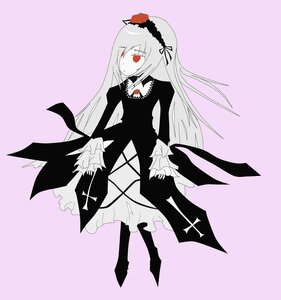 Rating: Safe Score: 0 Tags: 1girl dress flower frilled_sleeves frills hairband image lolita_hairband long_hair long_sleeves purple_background red_eyes rose solo suigintou wings User: admin