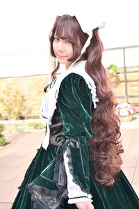 Rating: Safe Score: 0 Tags: 1girl apron brown_hair dress frills green_dress long_hair long_sleeves looking_at_viewer pantyhose smile solo suiseiseki very_long_hair User: admin