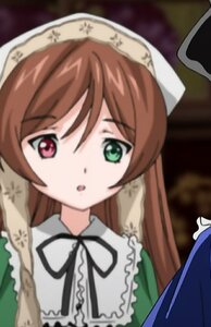 Rating: Safe Score: 0 Tags: 1girl blurry blurry_background blurry_foreground brown_hair depth_of_field dress frills green_dress green_eyes head_scarf heterochromia image long_hair looking_at_viewer red_eyes ribbon solo suiseiseki User: admin