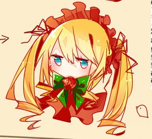 Rating: Safe Score: 0 Tags: 1girl blonde_hair blue_eyes bow bowtie drill_hair flower hair_ribbon image long_hair ribbon rose shinku solo twintails User: admin