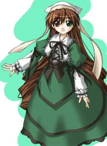 Rating: Safe Score: 0 Tags: 1girl brown_hair dress frills full_body green_dress green_eyes hat head_scarf heterochromia image long_hair long_sleeves looking_at_viewer simple_background solo standing suiseiseki twin_drills very_long_hair User: admin