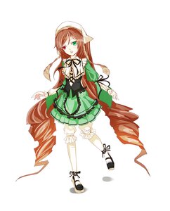 Rating: Safe Score: 0 Tags: 1girl bow brown_hair dress drill_hair frills full_body green_dress green_eyes head_scarf heterochromia image long_hair long_sleeves looking_at_viewer open_mouth pantyhose red_eyes simple_background solo standing suiseiseki twin_drills twintails very_long_hair white_background white_legwear User: admin