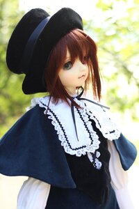 Rating: Safe Score: 0 Tags: 1girl bangs blue_dress blurry brown_hair capelet depth_of_field doll dress flower hat long_sleeves looking_at_viewer outdoors short_hair solo souseiseki sunlight upper_body User: admin
