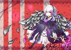 Rating: Safe Score: 0 Tags: 1girl chain choker dress flower frills image long_hair red_eyes rose solo suigintou wings User: admin
