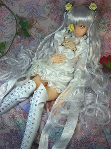 Rating: Safe Score: 0 Tags: 1girl boots doll dress flower hair_ornament kirakishou long_hair solo thigh_boots thighhighs very_long_hair white_dress white_hair yellow_eyes User: admin