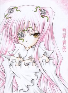 Rating: Safe Score: 0 Tags: 1girl dress eyepatch flower frills image kirakishou long_hair long_sleeves marker_(medium) pink_hair pink_rose rose solo traditional_media upper_body very_long_hair white_flower white_rose yellow_eyes User: admin