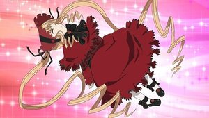 Rating: Safe Score: 0 Tags: 1girl black_ribbon blonde_hair bonnet bow closed_eyes dress drill_hair full_body image long_hair long_sleeves pink_background red_dress shinku shoes solo sparkle sparkle_background twintails very_long_hair User: admin