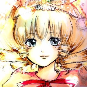 Rating: Safe Score: 0 Tags: 1girl artist_name bangs blonde_hair blue_eyes closed_mouth drill_hair eyebrows_visible_through_hair frills hinaichigo image looking_at_viewer portrait ribbon short_hair signature smile solo traditional_media User: admin