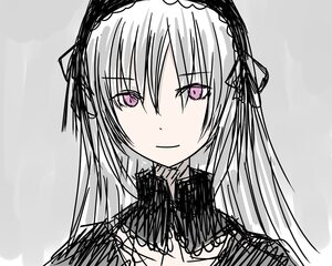 Rating: Safe Score: 0 Tags: 1girl bangs black_ribbon closed_mouth detached_collar eyebrows_visible_through_hair grey_background hairband image long_hair looking_at_viewer pink_eyes simple_background smile solo suigintou User: admin