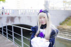 Rating: Safe Score: 0 Tags: 1girl 3d bangs blonde_hair blurry blurry_background closed_mouth depth_of_field dress flower hairband lips long_hair long_sleeves photo red_eyes solo stained_glass suigintou upper_body User: admin