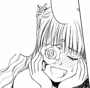 Rating: Safe Score: 0 Tags: 1girl blush flower glasses greyscale hands_on_own_face image kirakishou long_hair monochrome open_mouth rose simple_background smile solo white_background User: admin