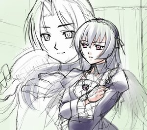 Rating: Safe Score: 0 Tags: 2girls auto_tagged dress frills hairband image long_hair long_sleeves looking_at_viewer multiple_girls sketch solo suigintou upper_body very_long_hair wings User: admin