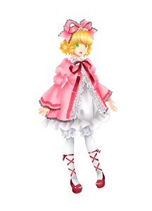 Rating: Safe Score: 0 Tags: 1girl blonde_hair bloomers bow curly_hair dress frills full_body green_eyes hair_bow hina_ichigo hinaichigo image juliet_sleeves long_sleeves looking_at_viewer open_mouth pantyhose pink_bow puffy_sleeves red_footwear shoes short_hair smile solo standing white_background white_legwear User: admin