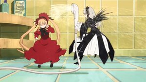 Rating: Safe Score: 0 Tags: 1girl blonde_hair bonnet closed_eyes dress hat image long_hair long_sleeves pair red_dress shinku suigintou twintails very_long_hair User: admin