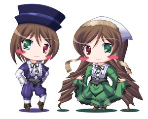 Rating: Safe Score: 0 Tags: blue_dress blush_stickers brown_hair chibi dress frills green_dress green_eyes hat head_scarf heterochromia image long_hair long_sleeves looking_at_viewer multiple_girls pair pants red_eyes short_hair siblings sisters smile souseiseki suiseiseki top_hat twins very_long_hair white_background User: admin