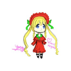 Rating: Safe Score: 0 Tags: 1girl blonde_hair blue_eyes bonnet bow bowtie chibi dress full_body green_bow heart image long_hair long_sleeves looking_at_viewer red_dress shinku simple_background solo standing twintails very_long_hair white_background User: admin