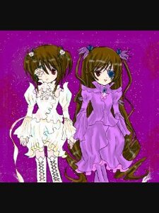Rating: Safe Score: 0 Tags: 2girls brown_hair costume_switch dress image letterboxed looking_at_viewer multiple_girls siblings sisters standing twins twintails User: admin