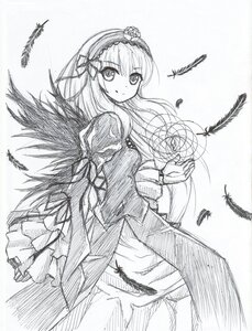 Rating: Safe Score: 0 Tags: 1girl bird bug butterfly dress feathers flower graphite_(medium) greyscale hairband image insect long_hair long_sleeves looking_at_viewer monochrome smile solo suigintou traditional_media wings User: admin