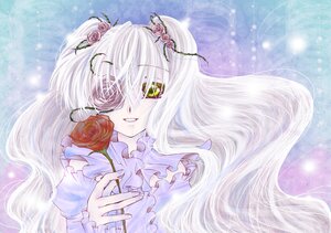 Rating: Safe Score: 0 Tags: 1girl blue_rose eyepatch flower hair_ornament image kirakishou long_hair pink_rose red_flower red_rose rose smile solo thorns white_hair white_rose User: admin