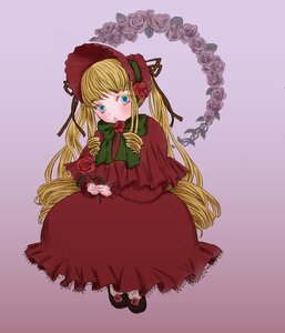 Rating: Safe Score: 0 Tags: 1girl blonde_hair blue_eyes bonnet bow bowtie capelet dress drill_hair flower full_body green_bow image long_hair long_sleeves looking_at_viewer pink_rose red_capelet red_dress red_flower red_rose rose shinku shoes solo twintails very_long_hair User: admin