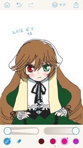 Rating: Safe Score: 0 Tags: 1girl brown_hair dress green_dress green_eyes head_scarf heterochromia image long_hair long_sleeves looking_at_viewer red_eyes ribbon simple_background solo suiseiseki tears very_long_hair white_background User: admin