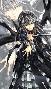 Rating: Safe Score: 0 Tags: 1girl black_dress black_wings detached_collar doll_joints dress expressionless frills gothic_lolita hairband image joints kurokoeda lolita_fashion lolita_hairband long_hair long_sleeves looking_at_viewer looking_away red_eyes rozen_maiden silver_hair solo suigintou sword weapon wings zoom_layer User: admin