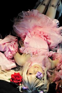 Rating: Safe Score: 0 Tags: 1girl blonde_hair dress flower frills kirakishou one_eye_closed pink_dress purple_eyes red_flower red_rose rose solo User: admin