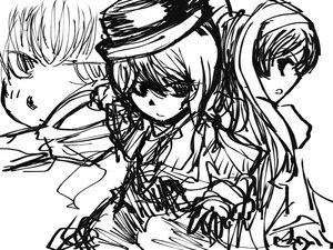 Rating: Safe Score: 0 Tags: 2girls akemi_homura greyscale hat image long_hair monochrome multiple multiple_girls simple_background sketch tagme white_background User: admin