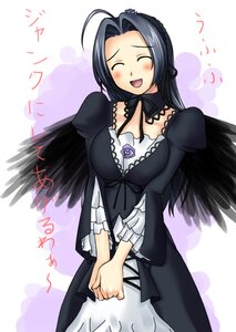 Rating: Safe Score: 0 Tags: 1girl :d ^_^ ahoge black_dress blush breasts closed_eyes dress human idolmaster idolmaster_(classic) idolmaster_1 image kakizaki_megu large_breasts long_hair long_sleeves miura_azusa open_mouth rozen_maiden smile solo suigintou tanaka_shoutarou v_arms wings User: admin