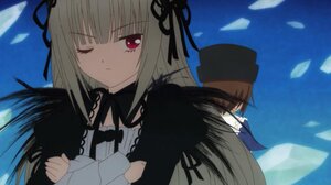 Rating: Safe Score: 0 Tags: 1girl black_ribbon black_wings blonde_hair dress feathers hair_ribbon image long_hair long_sleeves looking_at_viewer one_eye_closed red_eyes ribbon solo suigintou upper_body wings User: admin