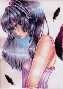 Rating: Safe Score: 0 Tags: 1girl bad_id bad_pixiv_id bird black_feathers black_wings breasts camisole choker crow doll_joints feathered_wings feathers hairband highres image joints lips long_hair painting_(medium) profile purple_eyes rozen_maiden silver_hair solo sorax2112 suigintou tears traditional_media upper_body white_feathers wings User: admin