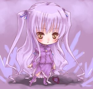 Rating: Safe Score: 0 Tags: 1girl barasuishou blush chibi dress flower full_body hair_ornament image long_hair long_sleeves purple_dress purple_flower purple_rose ribbon rose solo standing very_long_hair yellow_eyes User: admin