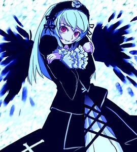 Rating: Safe Score: 0 Tags: 1girl angel_wings artist_request black_dress black_wings blurry cross-laced_clothes crossed_arms dress feathered_wings feathers frilled_sleeves frills hairband image lolita_hairband long_hair long_sleeves looking_at_viewer lowres pink_eyes rozen_maiden silver_hair smile solo suigintou white_wings wings User: admin